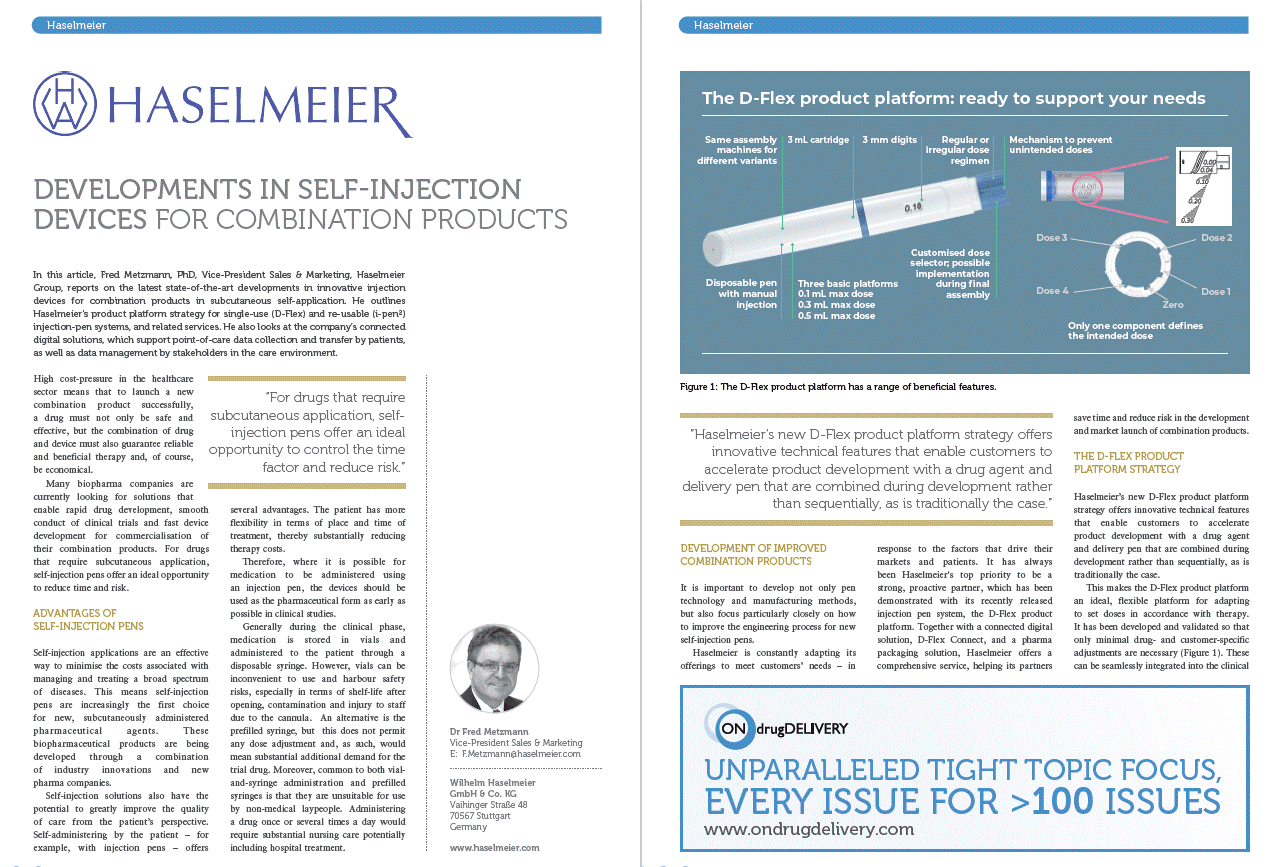 DEVELOPMENTS IN SELF-INJECTION DEVICES FOR COMBINATION PRODUCTS