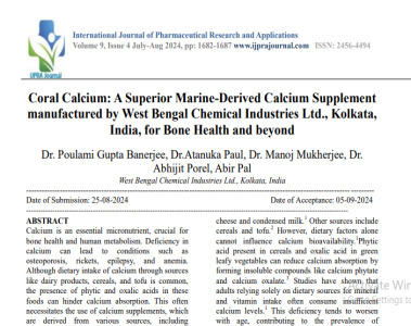 Coral Calcium: A Superior Marine-Derived Calcium Supplement manufactured by West Bengal Chemical Industries Ltd., Kolkata, India, for Bone Health and beyond