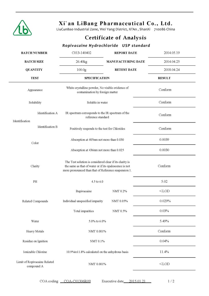 Ropivacaine Hydrochloride