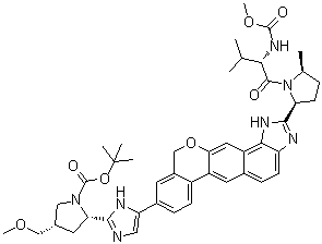 (2S,4S)-2-[5-[1,11-Dihydro-2-[(2S,5S)-1-[(2S)-2-[(methoxycarbonyl)amino]-3-methyl-1-oxobutyl]-5-methyl-2-pyrrolidinyl][2]benzopyrano[4',3':6,7]naphth[1,2-d]imidazol-9-yl]-1H-imidazol-2-yl]-4-(methoxymethyl)-1-pyrrolidinecarboxylic acid 1,1-dimethylethyl