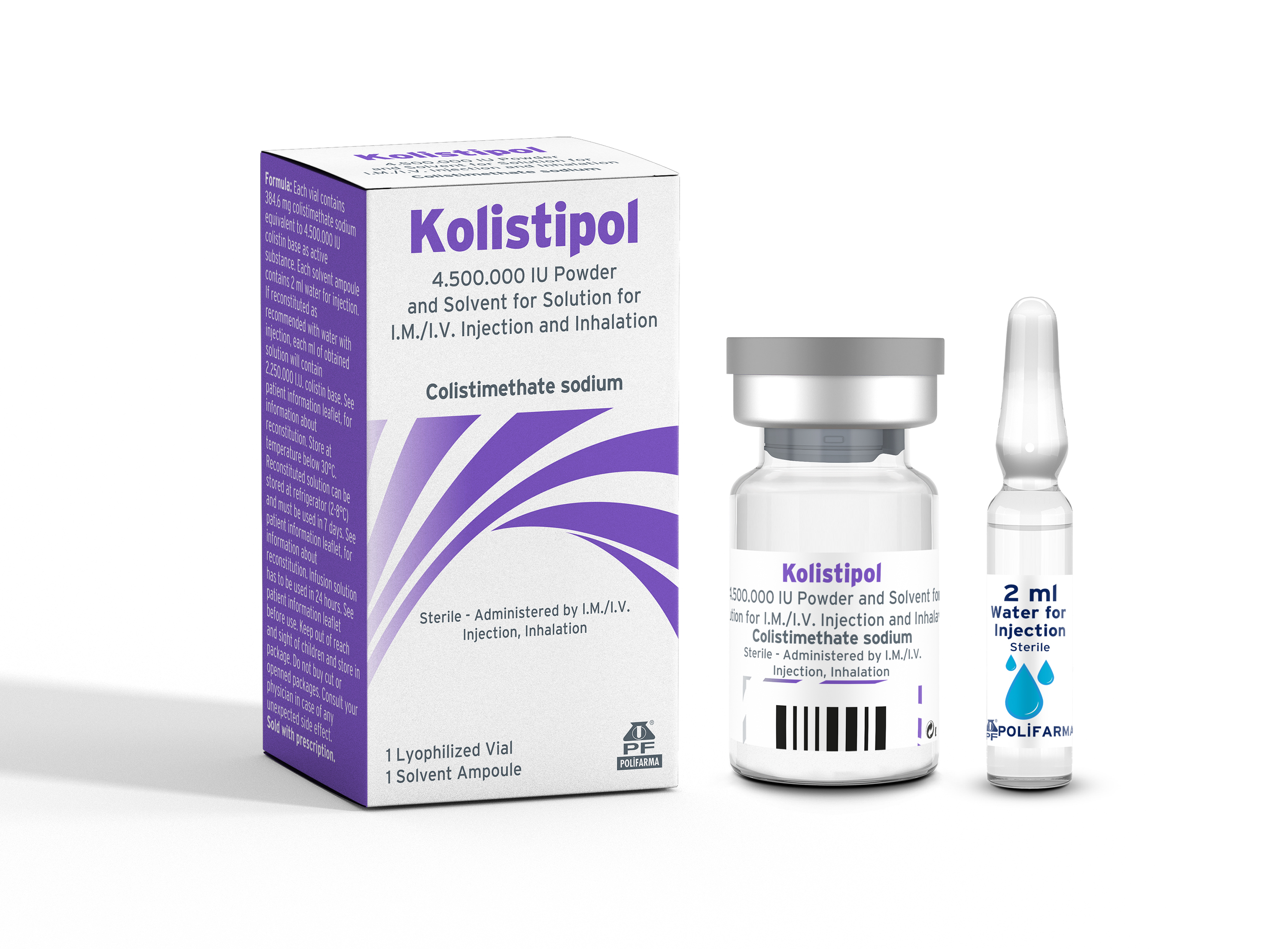 KOLİSTİPOL 150 mg I.M./I.V. Powder and solvent for prepearing injection and inhalation solution