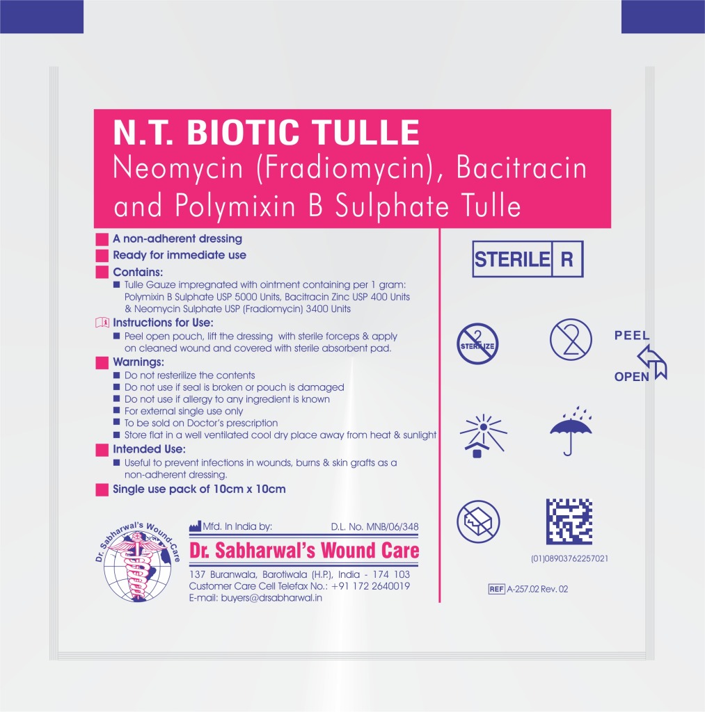 Neomycin, Bacitracin and Polymixin B Sulphate Tulle