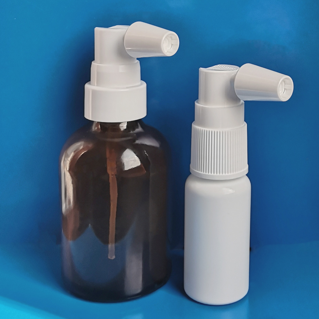 Ear spray pump, with different neck, and plastic bottles