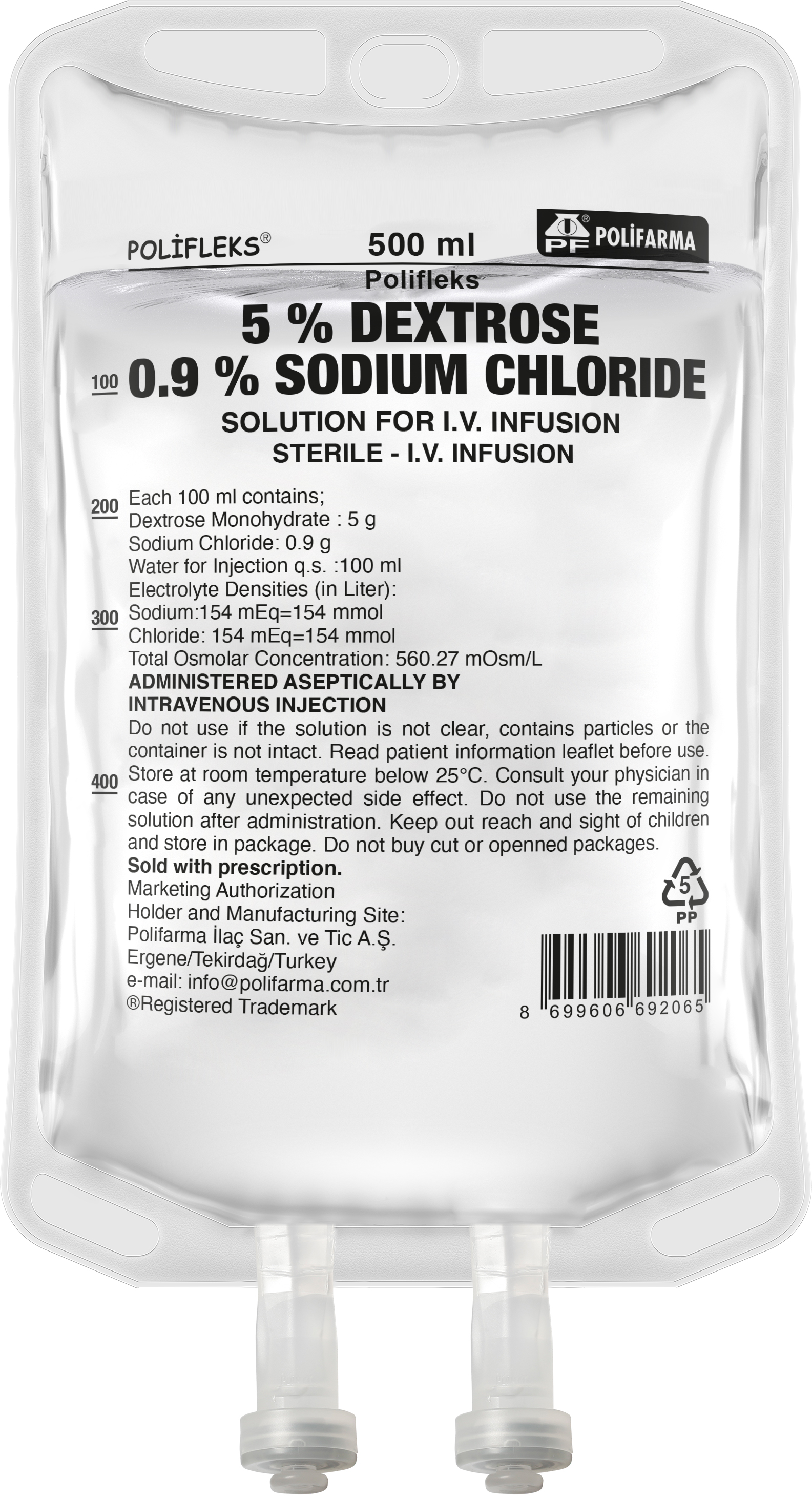 SOLUTION FOR POLYFLEX  5% DEXTROSE -  0,9% SODIUM CHLORIDE I.V. INFUSION