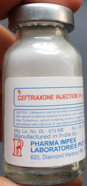 CEFTRIAXONE INJ + WFI 250, 500,1000