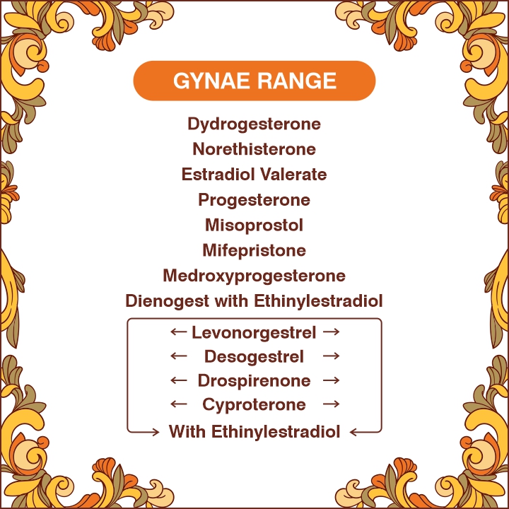 Hormone-Levonorgestrel with Ethinylestradiol,Levonorgestrel 1.5,Dydrogesterone 10 mg tablet,Estradiol valerate1 mg/2 mg tablet,Desogestrel with EE,Drospirenone with EE,Progesterone tablet,Cyproterone with EE,Norethisterone,Mifeprisatone & Misoprostol