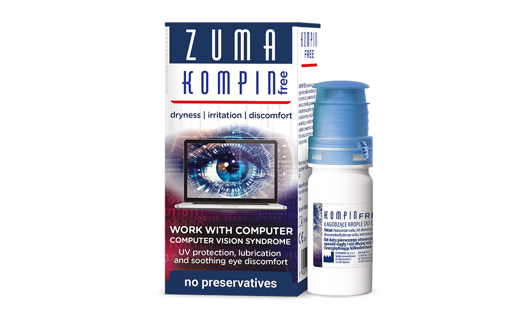 Kompin Free - preservatives free eye drops with actinoquinol, aloe gel 1%, 0,1% sodium hyluronate