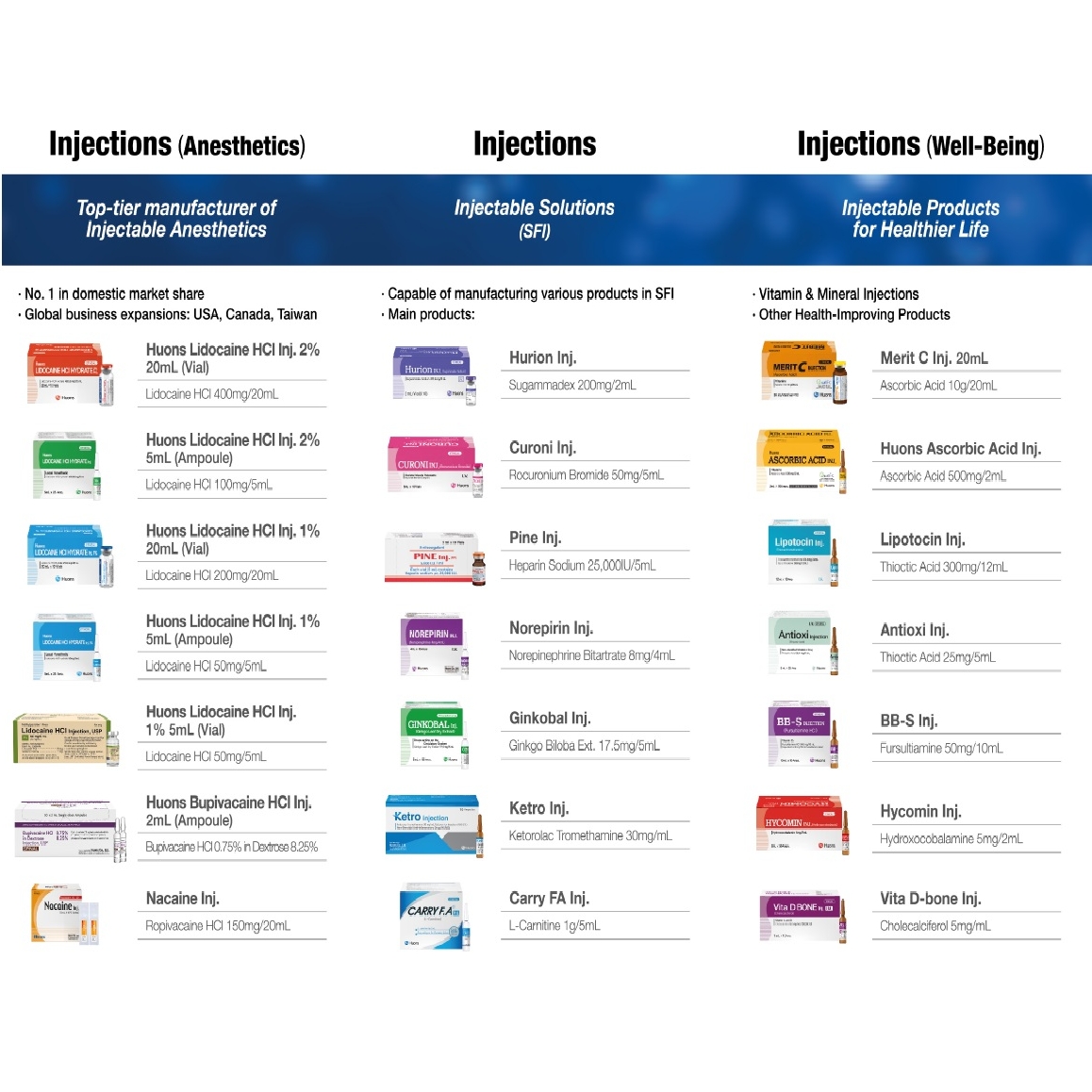 Huons Injectable Solution Preparations (SFI)