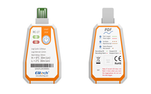 Elitech RC-17 Disposable Single-Use Temperature Recorder Data Logger USB PDF Report 2-Color Indicator