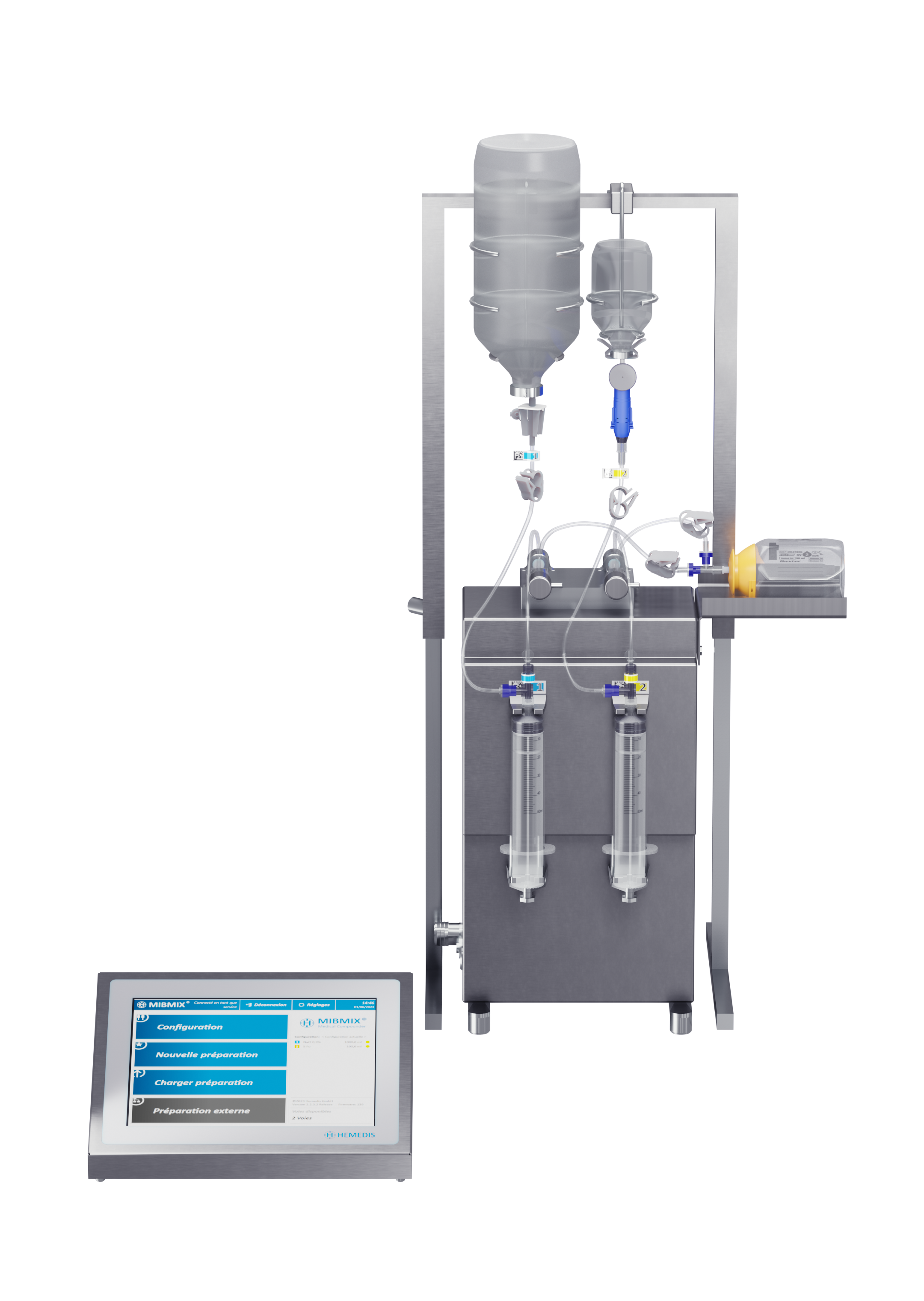 MIBMIX® C24 2-channel compounder for filling elastomeric infusion pumps with infusion solutions, hazardous drugs, analgesic drugs or other medical liquids