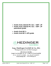 Acetic Acid, Glacial Ph.Eur./USP/JP ( 80%, 80% API, parenteral grade)