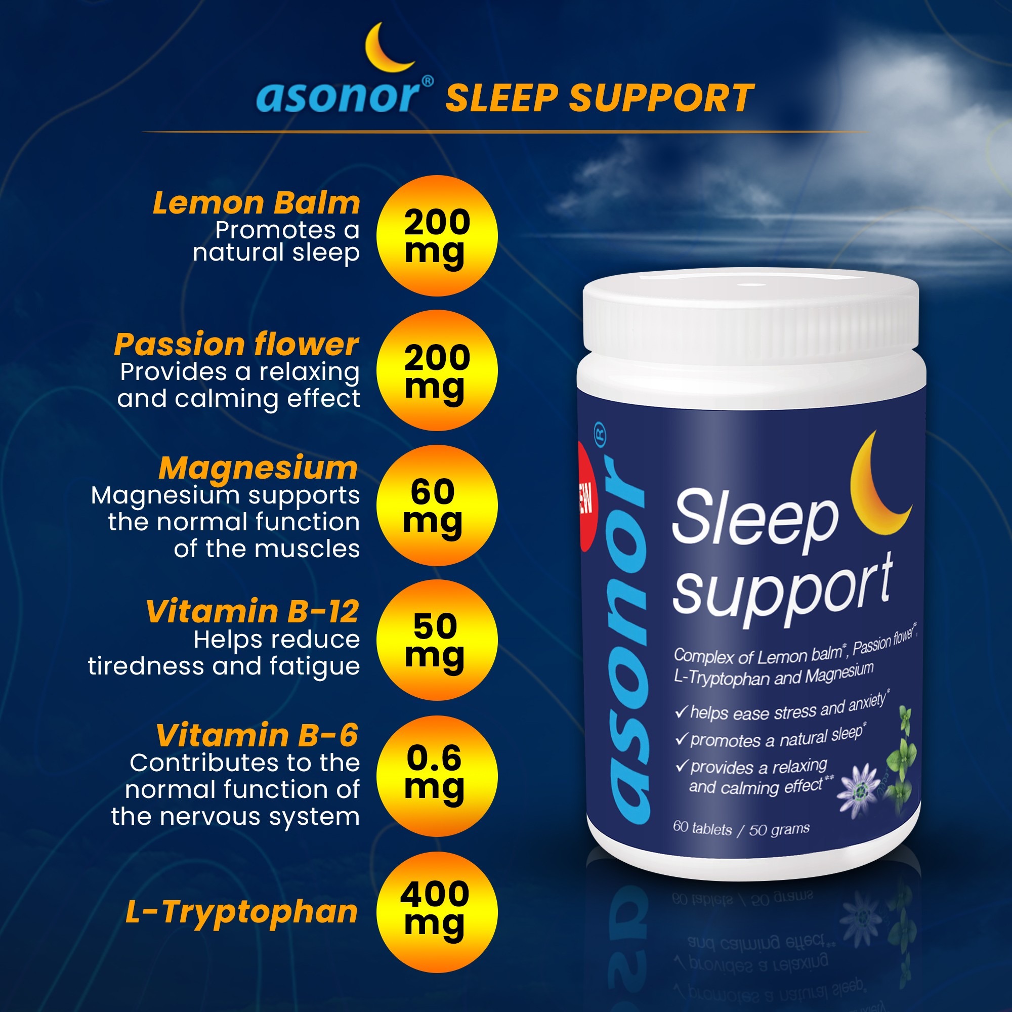 Asonor® Sleep Support - Natural tablet complex to improve your sleep quality