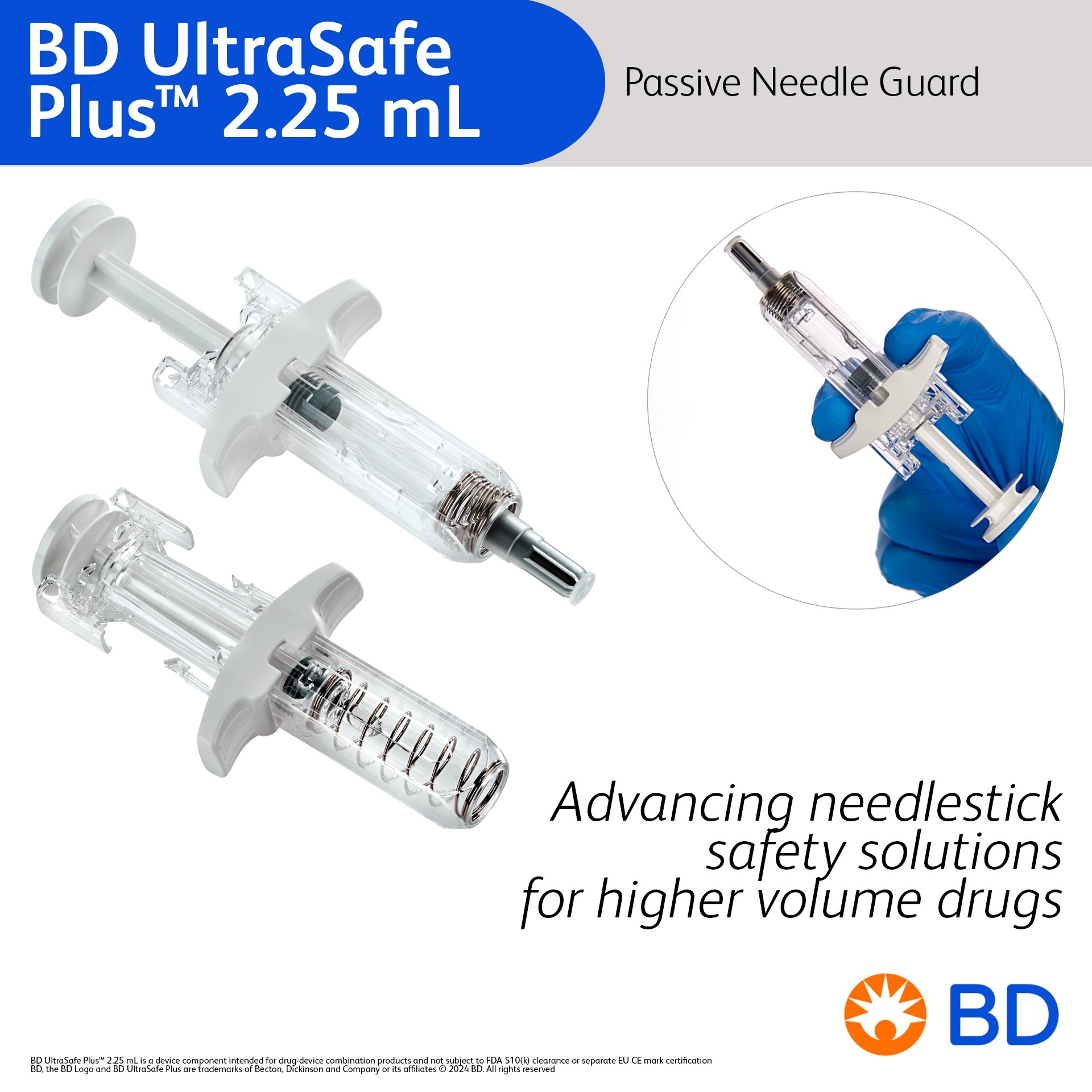 BD UltraSafe Plus™ 2.25 mL Passive Needle Guard