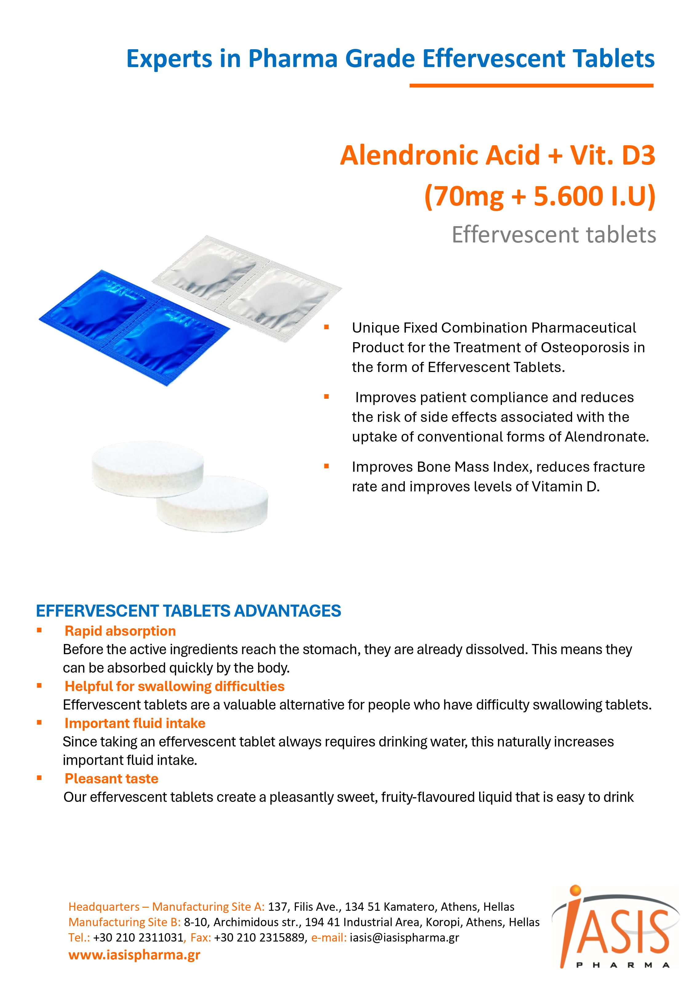 Alendronic Acid + Vit. D3  (70mg + 5.600 I.U)