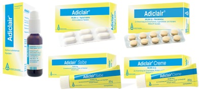 Nystatin (Adiclair®) tablets, suspension, ointment, cream, mouth gel for the treatment of fungi infections