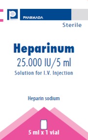 Heparin sodium (HEPARINUM) 25.000 IU/5 ML SOLUTION FOR I.V. INJECTION