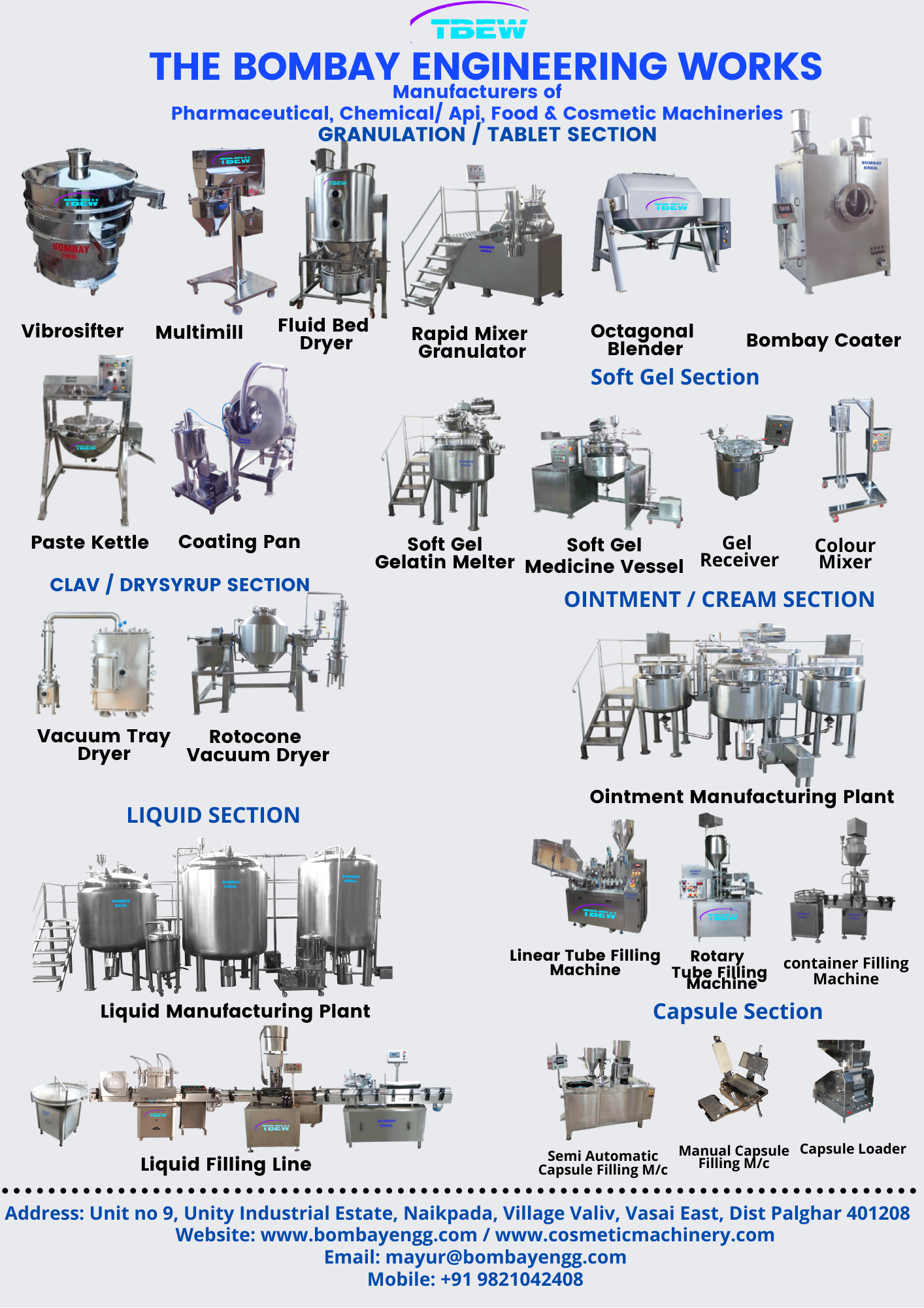 Pharmaceutical machineries