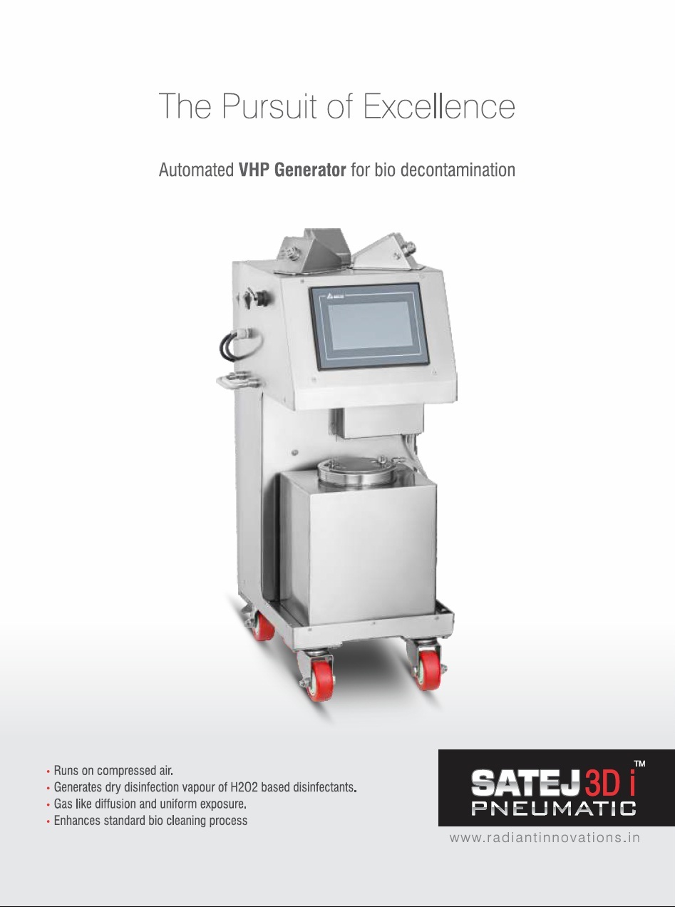 SATEJ 3D i Pneumatic: Automated VPHP (vapor Phase hydrogen peroxide) system