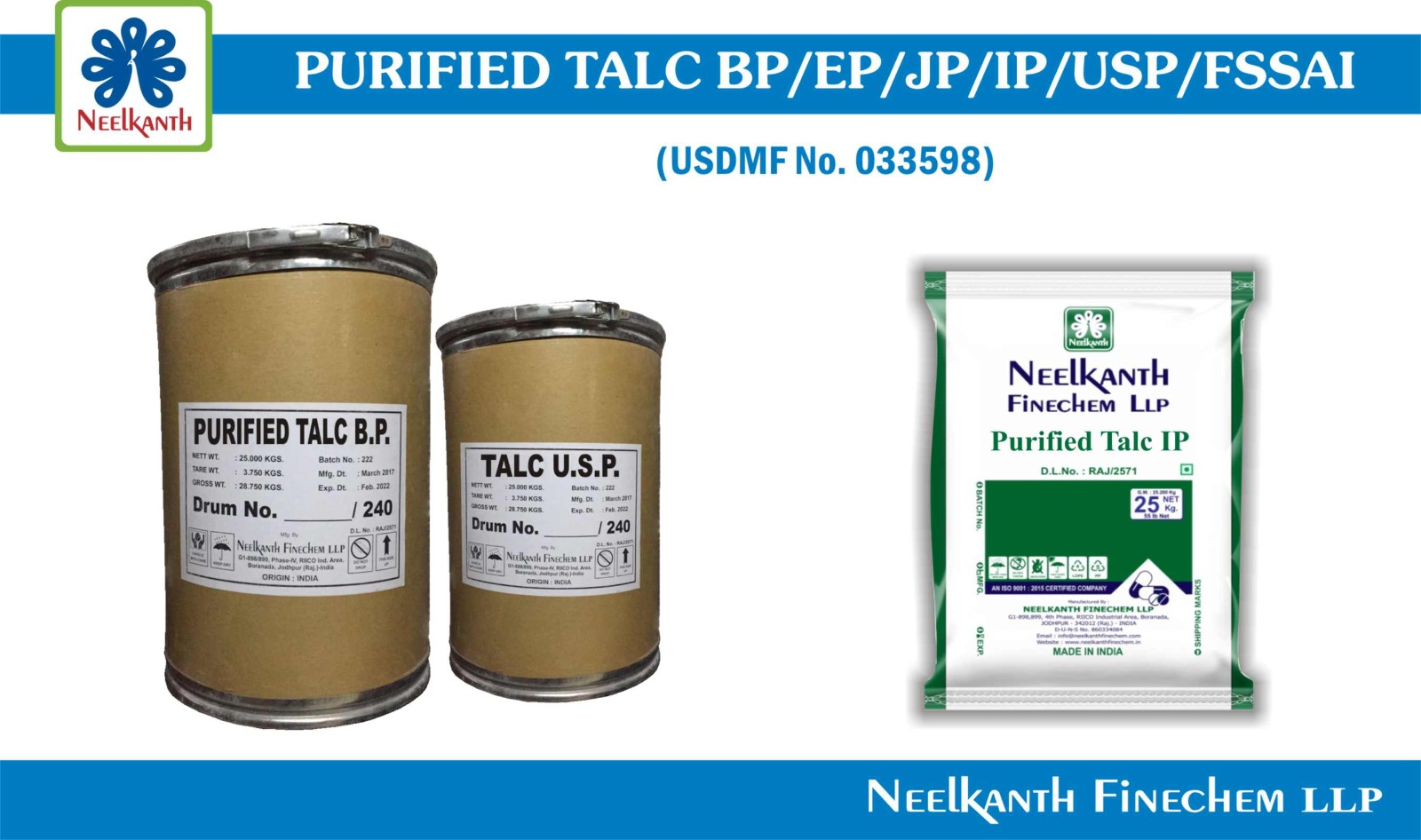 PURIFIED TALC FOR PHAR,A , COSMETIC , FOOD , NUTRACEUTICAL , ANIMAL FEED