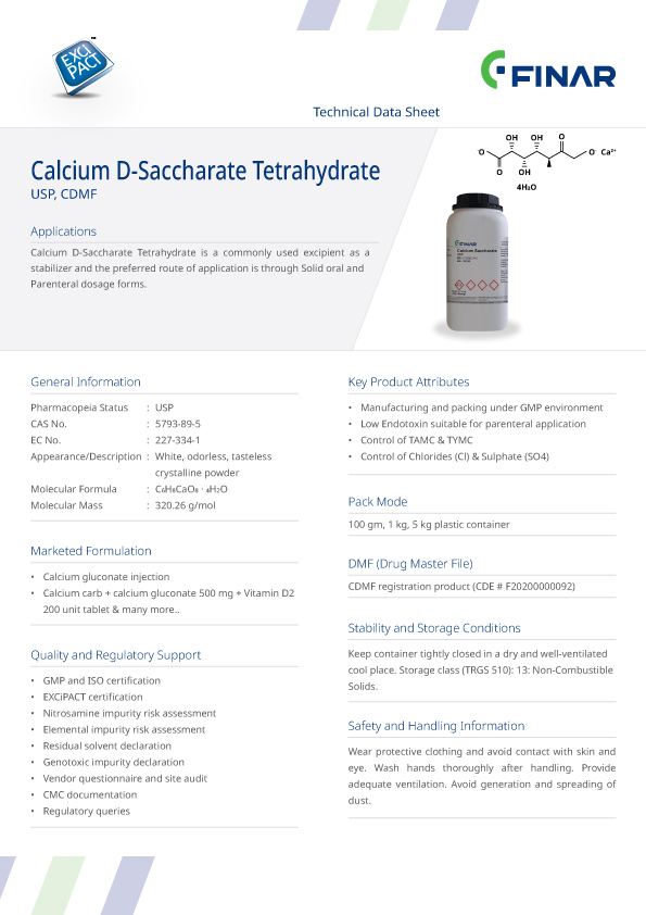 Calcium D-Saccharate Tetrahydrate