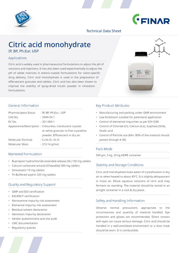 Citric Acid Monohydrate