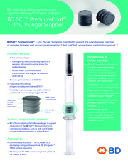 BD tools for enabling subcutaneous injection delivery of complex biologics - BD SCF™ PremiumCoat® 1-3mL Plunger Stopper