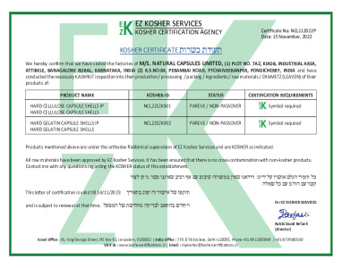 KOSHER CERTIFICATE