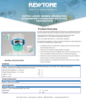 STERILE FOG-PREVENTION CLEANROOM FACEMASK