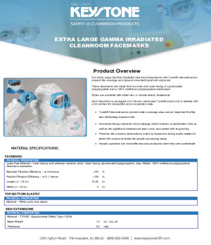 EXTRA LARGE STERILE CLEANROOM FACEMASK