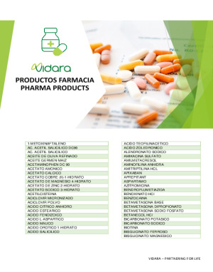 Product List - Div. Pharma Vidara Spain 2024