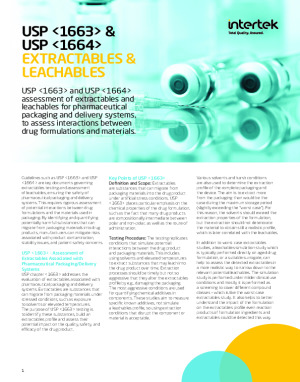 USP <1663> & USP <1664> EXTRACTABLES & LEACHABLES