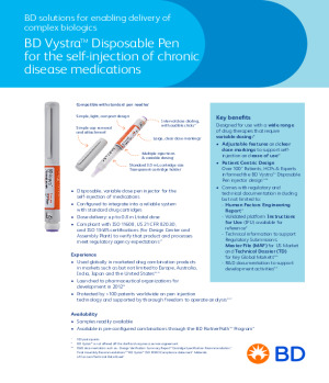 BD Vystra™ Disposable Pen - Solution for enabling delivery of complex biologics