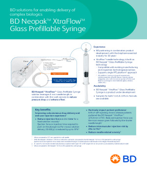 BD Neopak™ XtraFlow™ Glass Prefillable Syringe - Delivering complex biologics