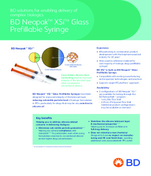 BD Neopak™ XSi™ Glass Prefillable Syringe - Delivering complex biologics