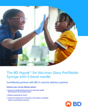 The BD Hypak™ for Vaccines Glass Prefillable Syringe with 5-bevel needle