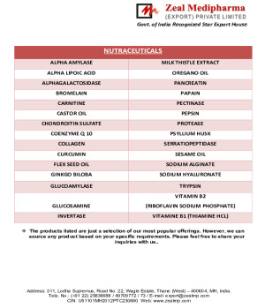 NUTRACEUTICAL PRODUCT LIST - ZEAL MEDIPHARMA