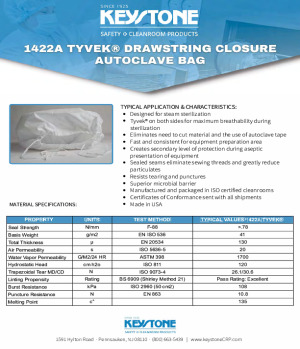 1422A Tyvek Drawstring Autoclave Bags