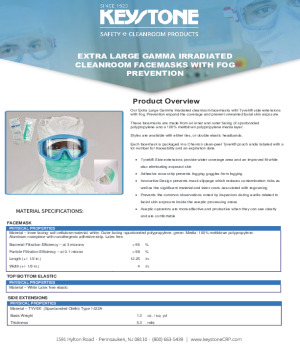 Sterile Extra Large Cleanroom Facemask with Fog Prevention