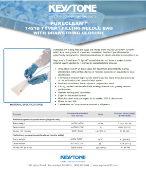 PureClean 1421B Tyvek Filling Needle Bags